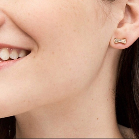 🆕🔥KATE SPADE(READY SET BOW)ABSOLUTELY GORGEOUS SEXY ROSE GOLD&CLEAR EARRINGS - Picture 8 of 12